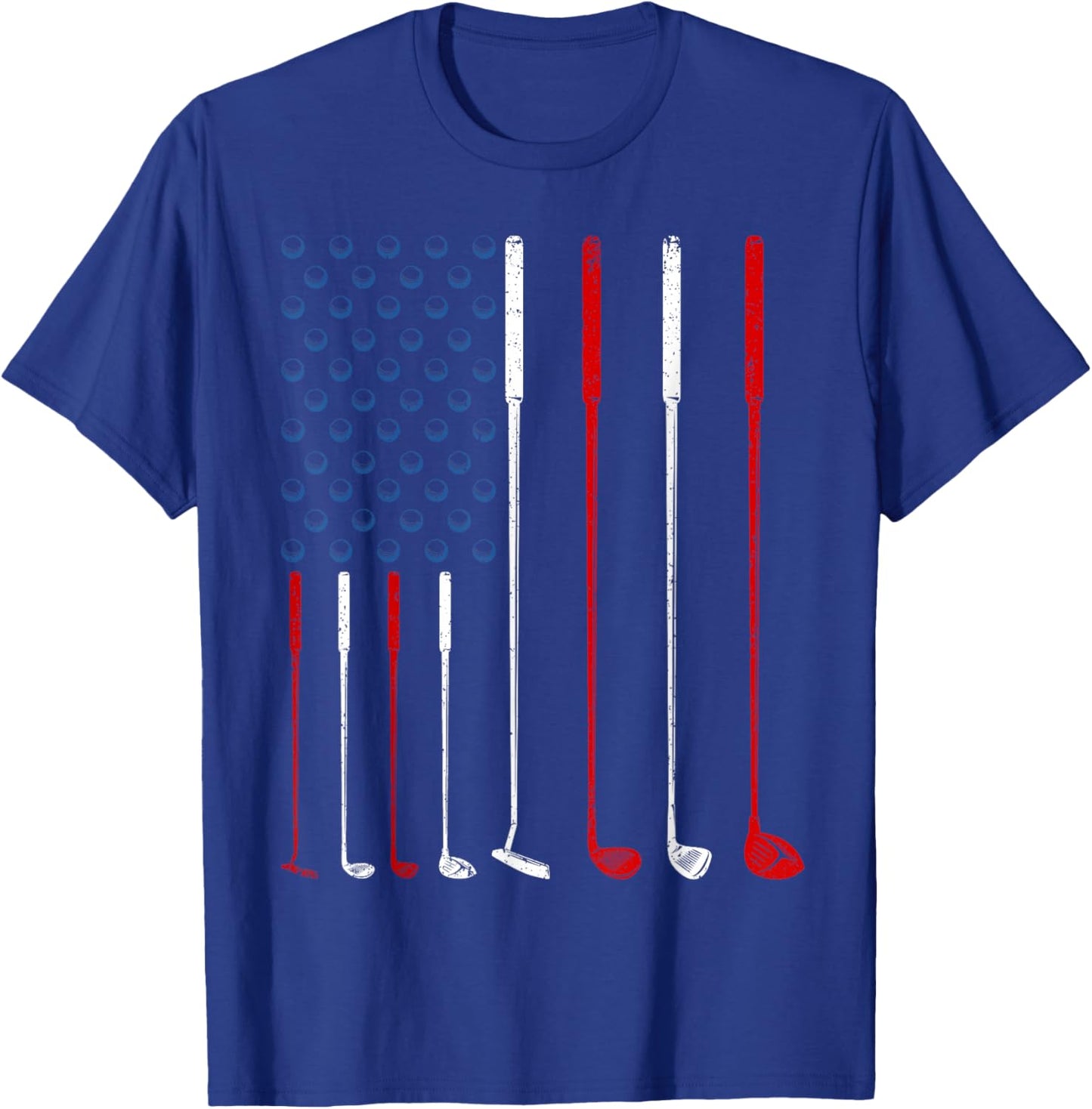 Golf Clubs American Flag T-Shirt - T-Shirt | Royal