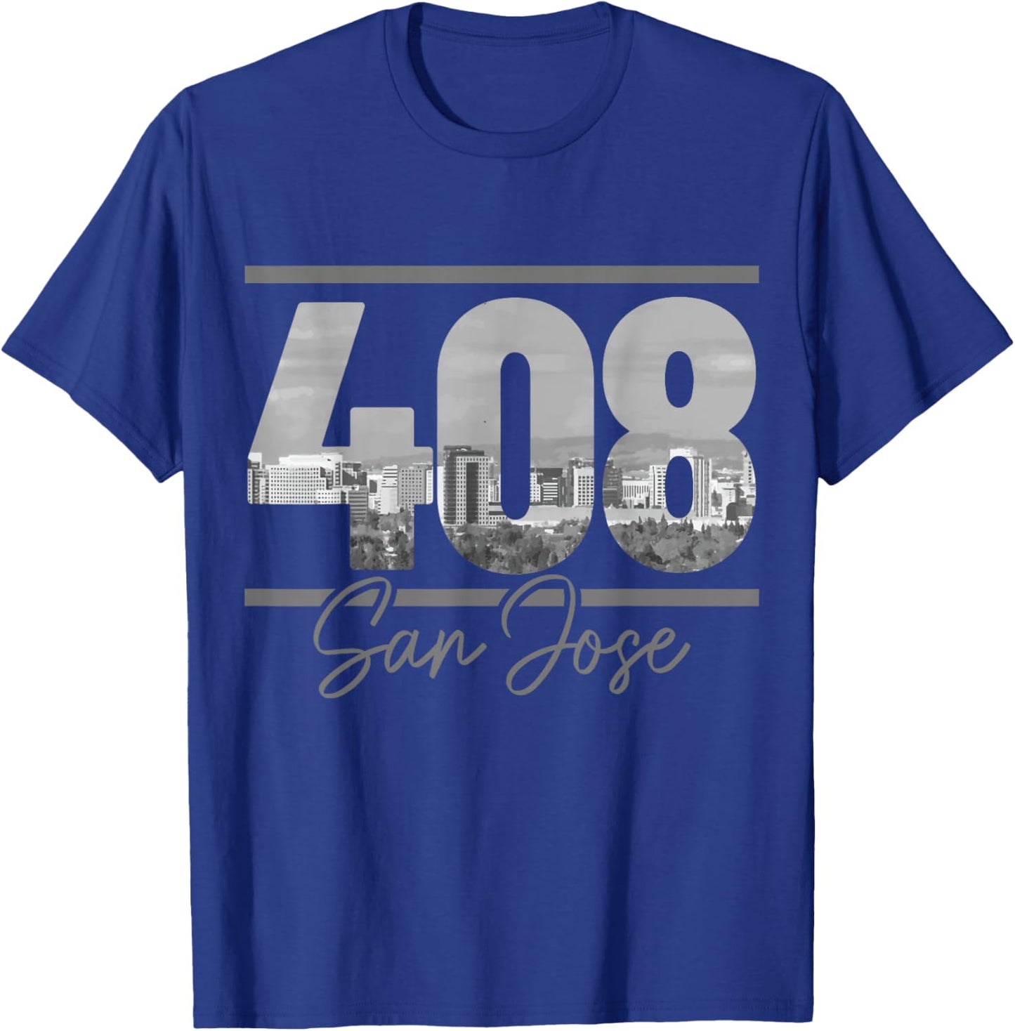 San Jose 408 Area Code Vintage California Skyline T-Shirt - T-Shirt | Royal