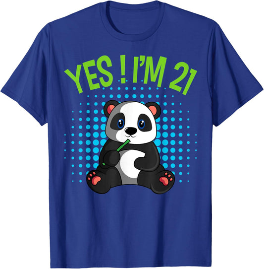 Yes! I'm 21 Birthday Panda Theme Bday Party Celebration T-Shirt - T-Shirt | Royal