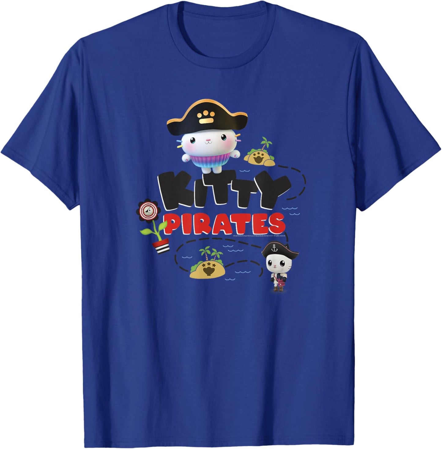 Gabby's Dollhouse Kitty Pirates Treasure Map T-Shirt - T-Shirt | Royal