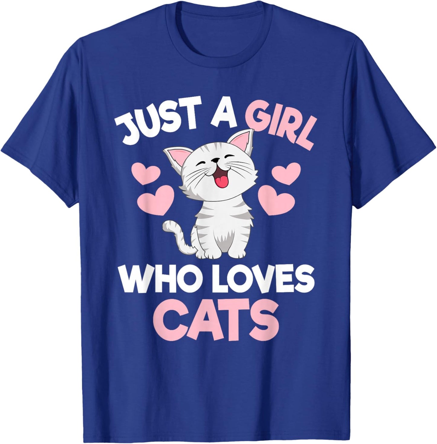 Just A Girl Who Loves Cats Cute Cat Lover Girls Kids T-Shirt - T-Shirt | Royal