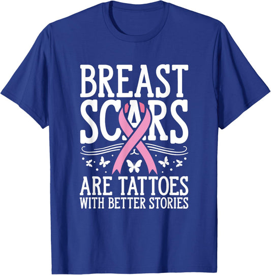 Scars Pink Month Cancer Survivor Breast Cancer Awareness T-Shirt - T-Shirt | Royal
