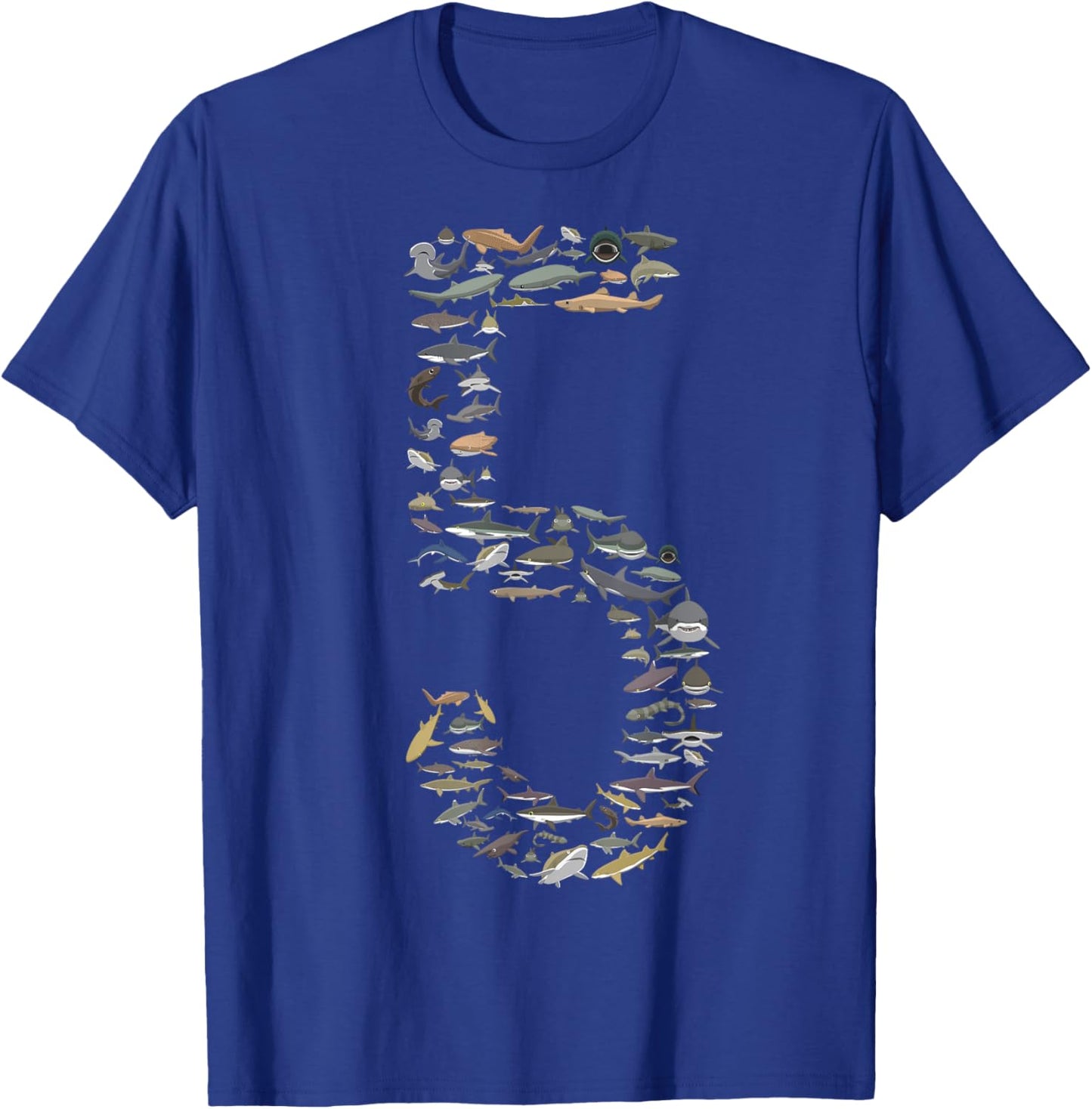 Shark Lover Type of Sharks Five Years BDAY 5th Birthday T-Shirt - T-Shirt | Royal