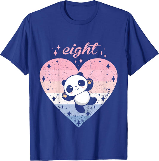 8 Year Old Cute Panda Birthday Girl 8th B-day T-Shirt - T-Shirt | Royal