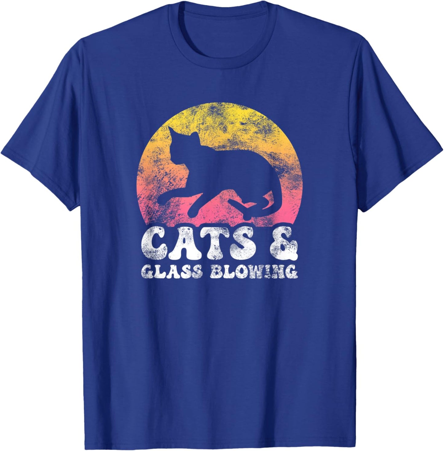 Funny Cats & Glass Blowing Vintage Retro Hobby T-Shirt - T-Shirt | Royal