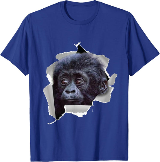 Funny Monkey Gorillas Baby Gorilla Face Costume T-Shirt - T-Shirt | Royal