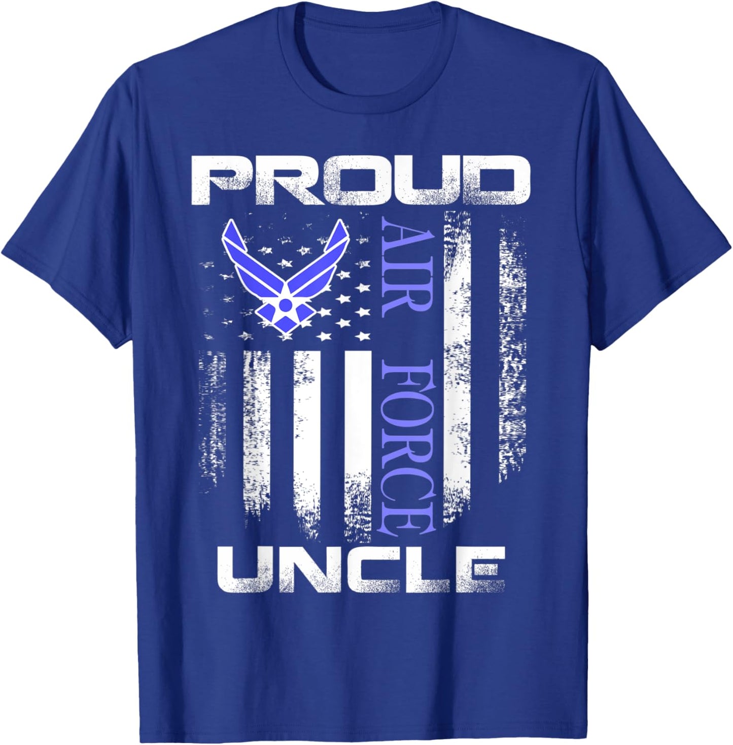 Vintage Proud Air Force Uncle With American Flag Gift T-Shirt - T-Shirt | Royal