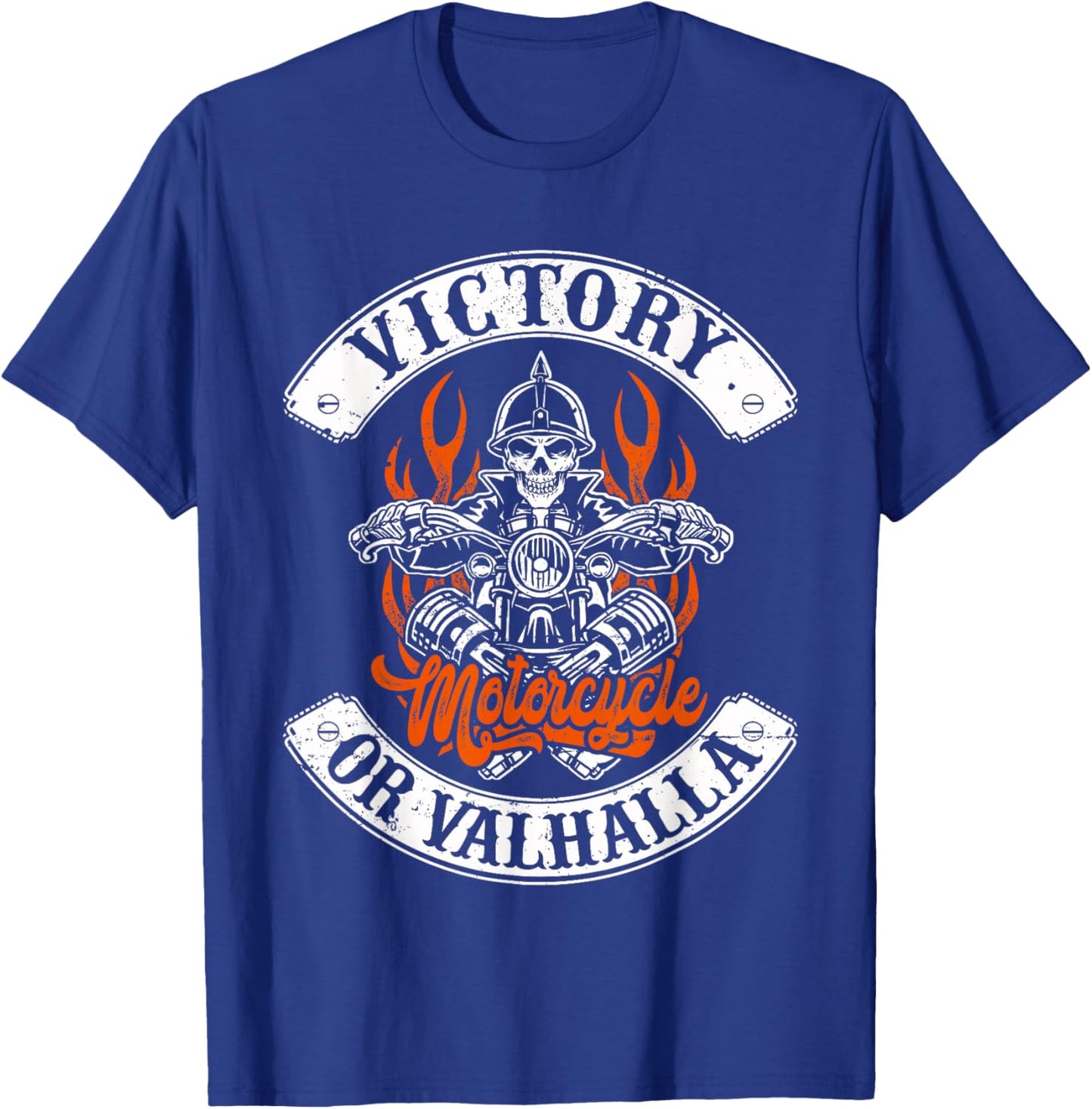 Motorcycle Norse Viking Victory Or Valhalla Men Dad T-Shirt - T-Shirt | Royal