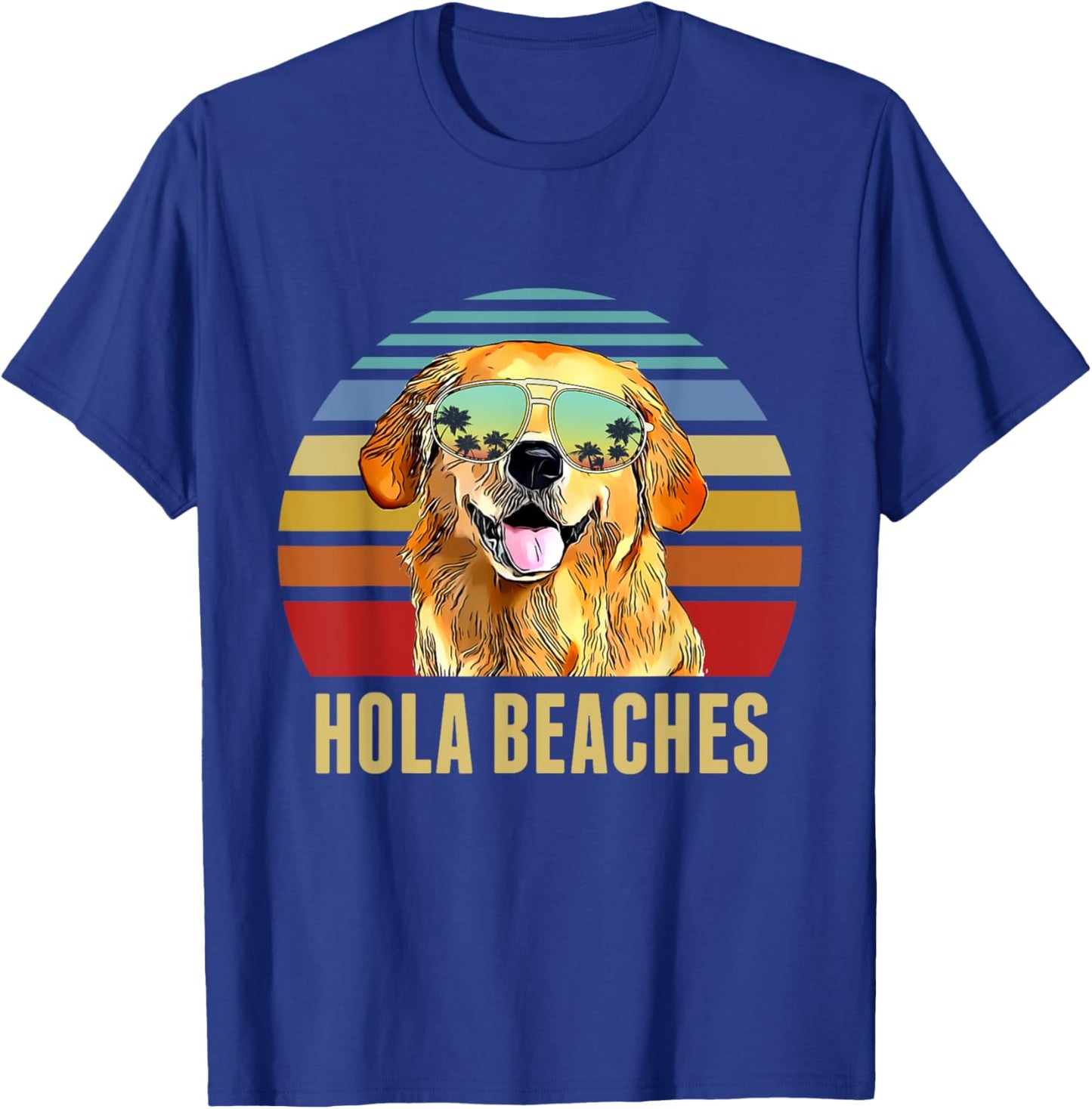 Hola Beaches Funny Labradors Dog Retro Sunset Beach Summer T-Shirt - T-Shirt | Royal