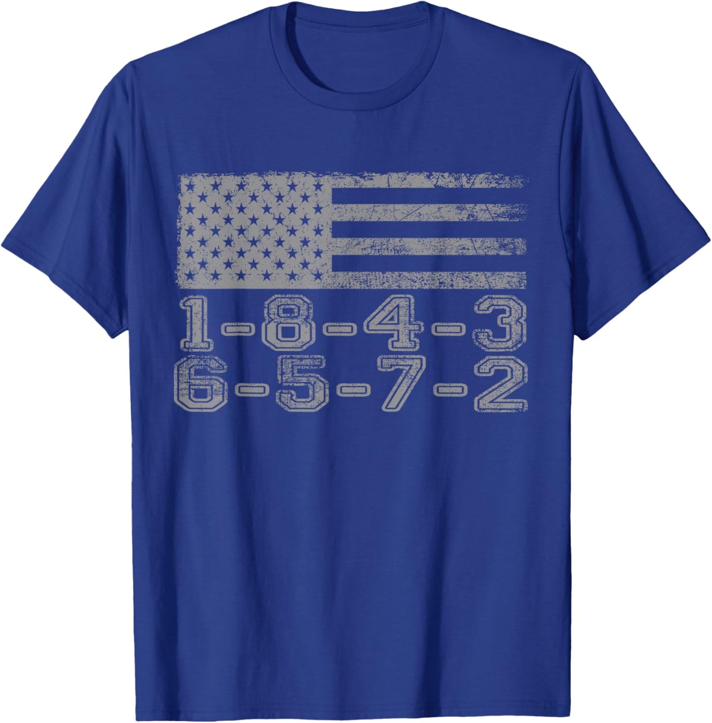 USA Flag 18436572 Firing Order Small Block Engine V8 Block T-Shirt - T-Shirt | Royal
