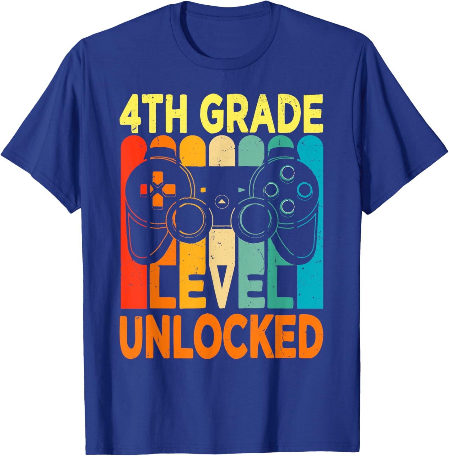 Hello 4th Grade Level Unlocked Video Game Back to School Boy T-Shirt - T-Shirt | Royal