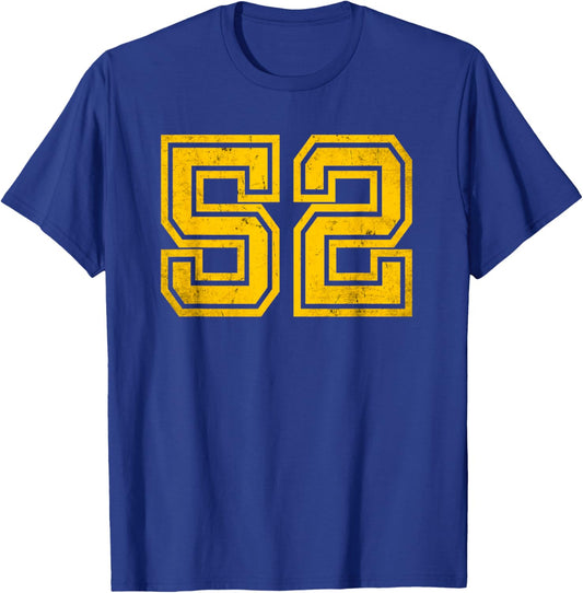 Destgierte Yellow Number 52 Sports Team T-Shirt - T-Shirt | Royal
