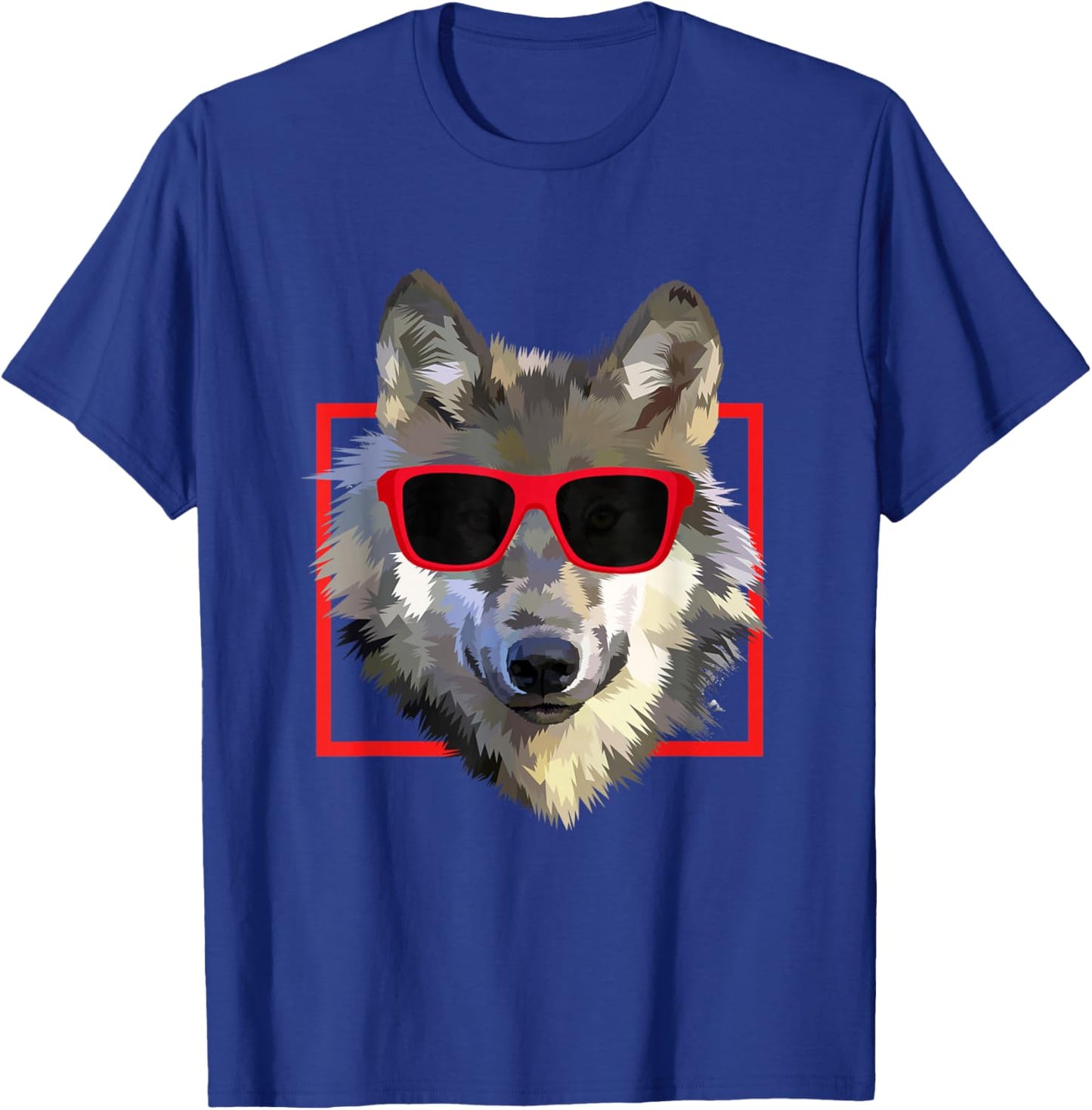 Wolves Animal Wolf in Cool Sunglass Frame Funny Gift T-Shirt - T-Shirt | Royal