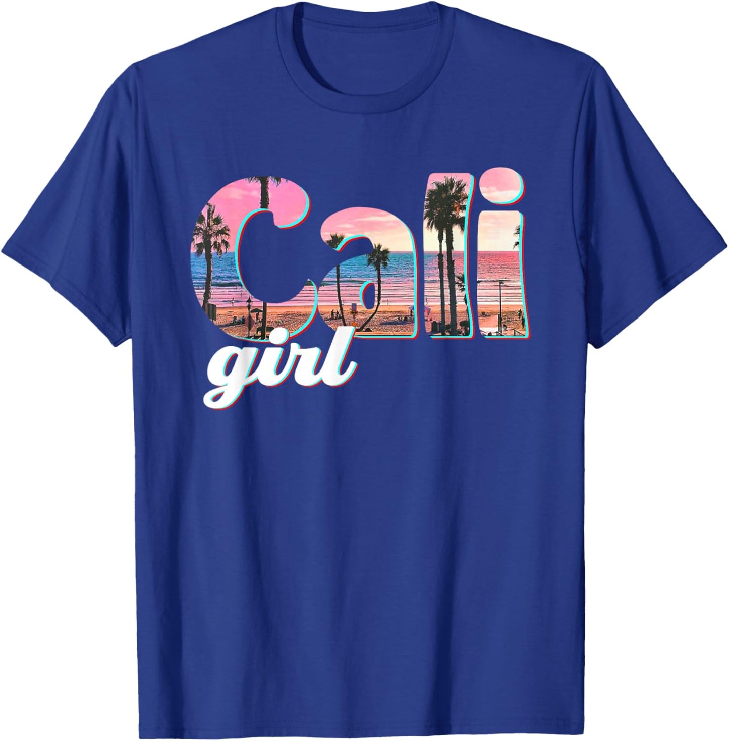 Cali Girl Sunset Beach California Summer Retro Women's Gift T-Shirt - T-Shirt | Royal