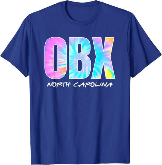 Retro Tie Dye OBX North Carolina Outer Banks Boys Girls T-Shirt - T-Shirt | Royal