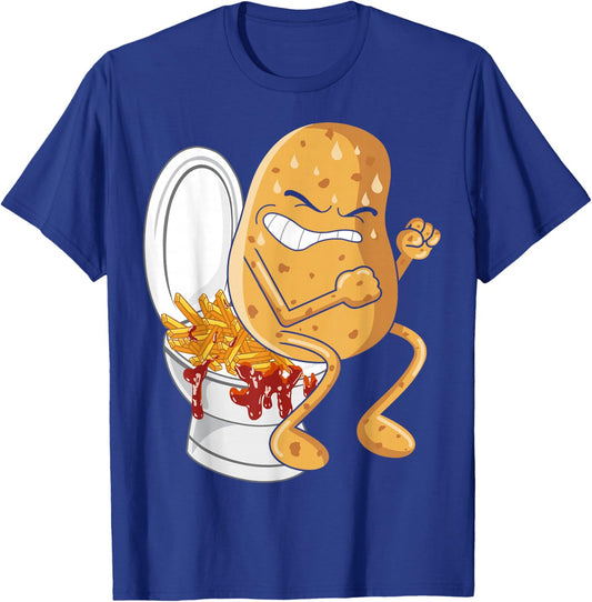 Potato Pooping French Fries Fried Potatoes Food Lover T-Shirt - T-Shirt | Royal