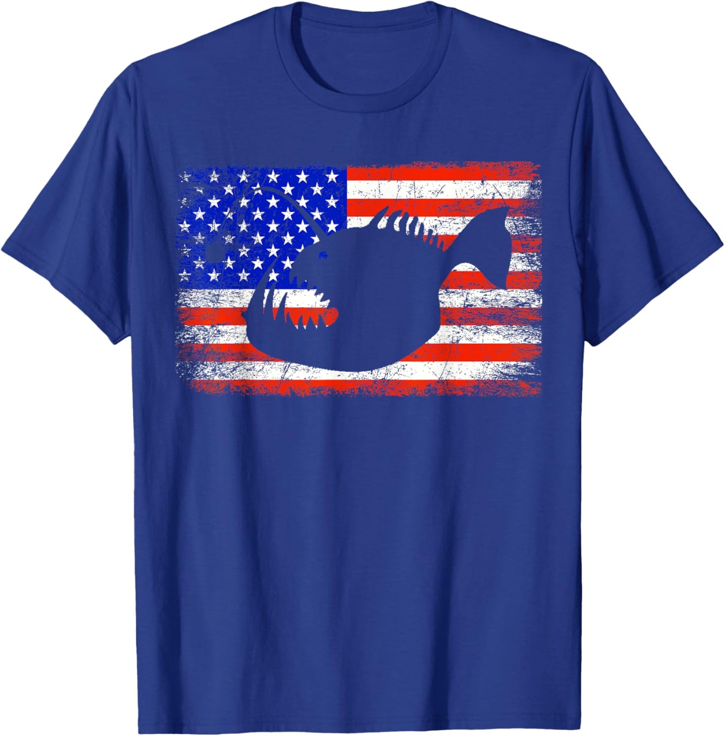 Angler Fish American Flag Anglerfish T-Shirt - T-Shirt | Royal
