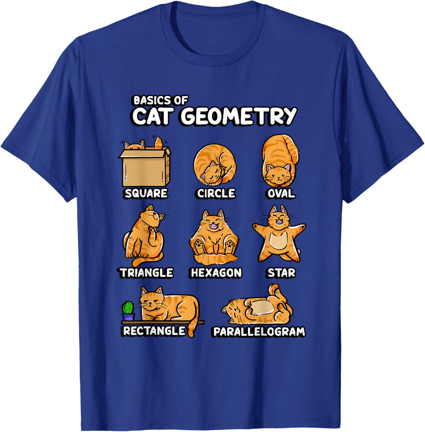 Basic Cat Geometry Cute Cat Cat Lover Cat Owner math school T-Shirt - T-Shirt | Royal