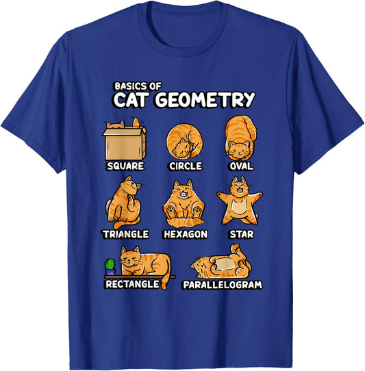 Basic Cat Geometry Cute Cat Cat Lover Cat Owner math school T-Shirt - T-Shirt | Royal