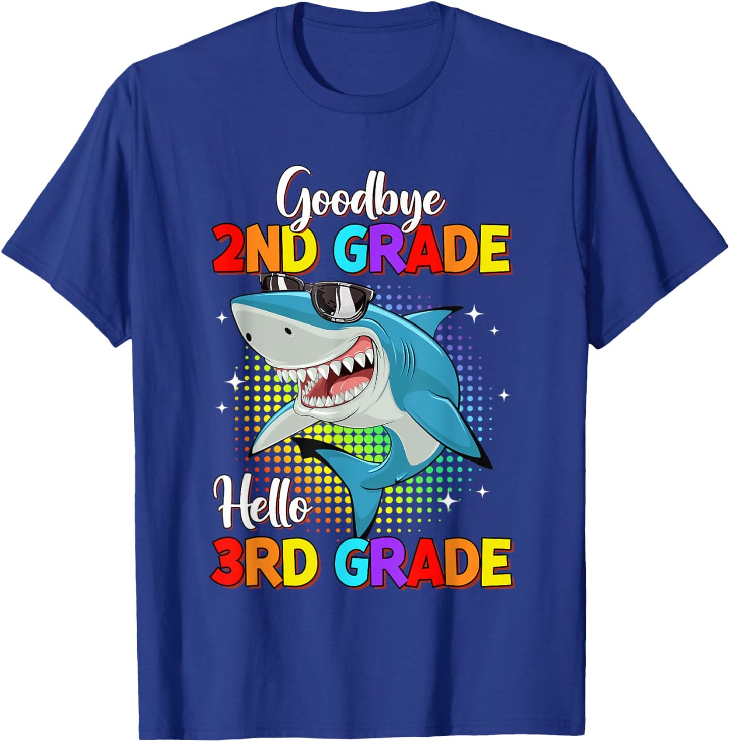 Goodbye 2nd Grade Hello 3rd Grade Funny Shark Kids Boys T-Shirt - T-Shirt | Royal