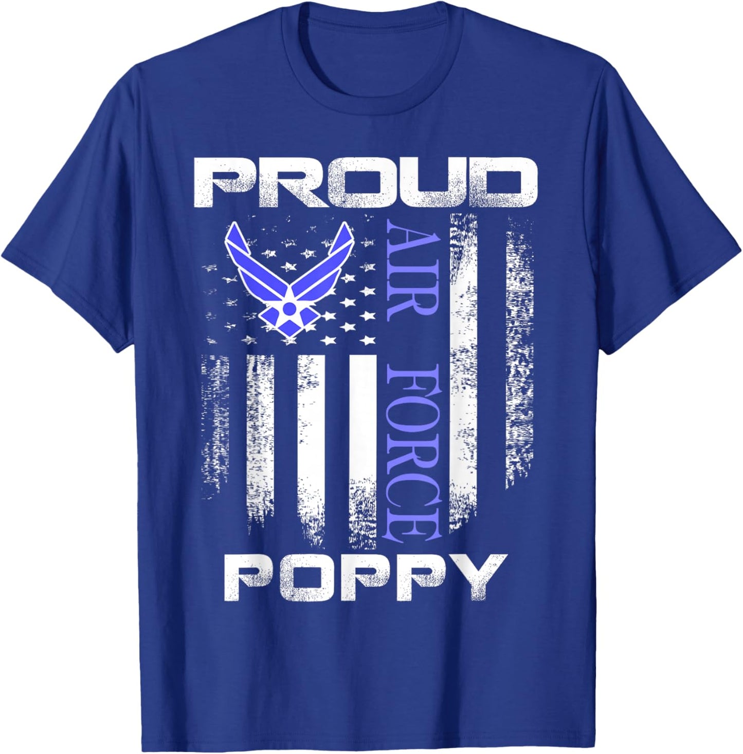 Vintage Proud Air Force Poppy With American Flag Gift T-Shirt - T-Shirt | Royal