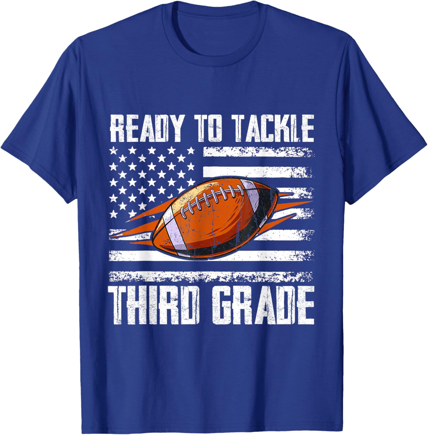 Ready To Tackle Third Grade Football Happy First School Day T-Shirt - T-Shirt | Royal