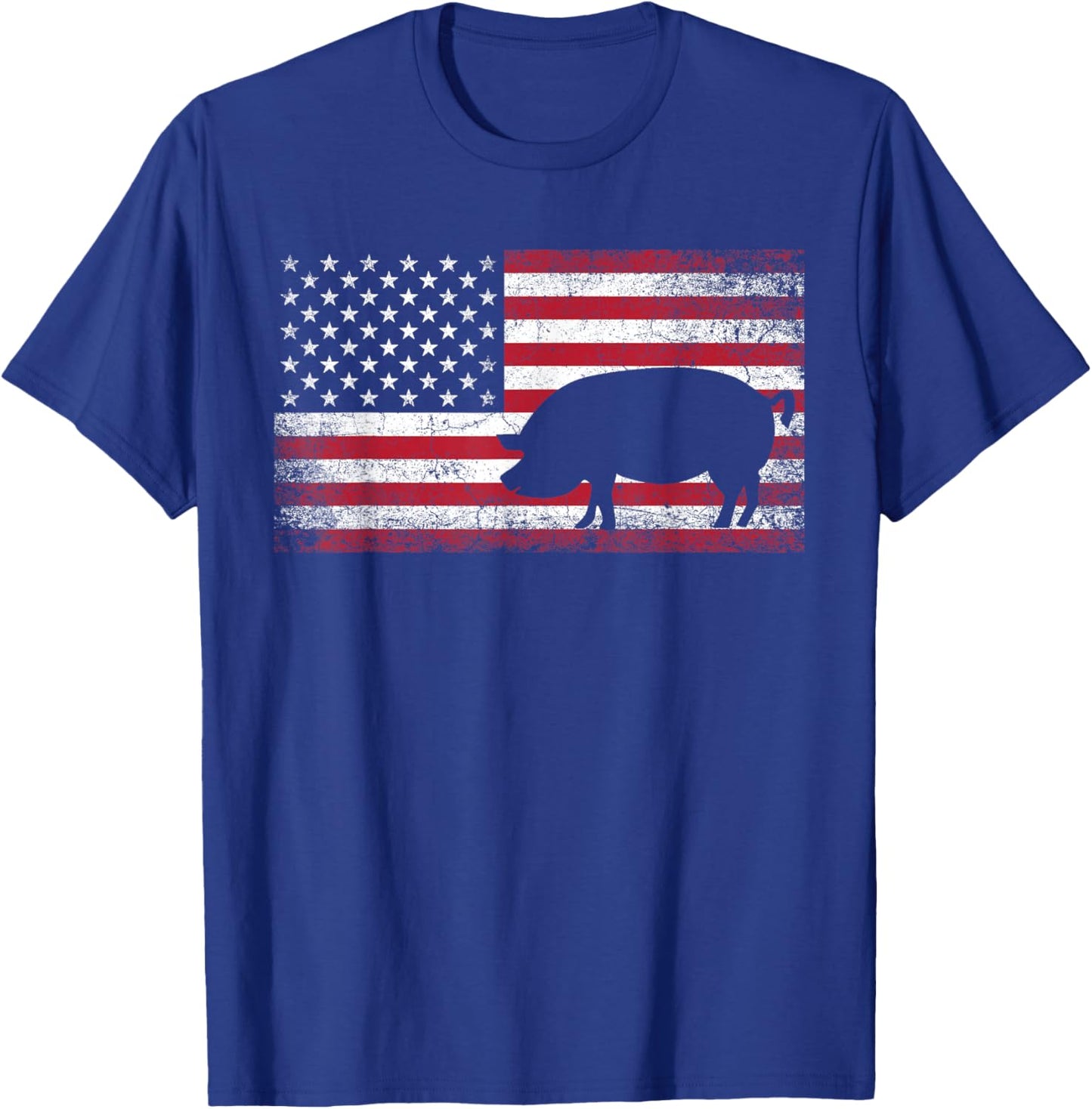Pig Hog Farm Farmer 4th of July Shirt American Flag America T-Shirt - T-Shirt | Royal