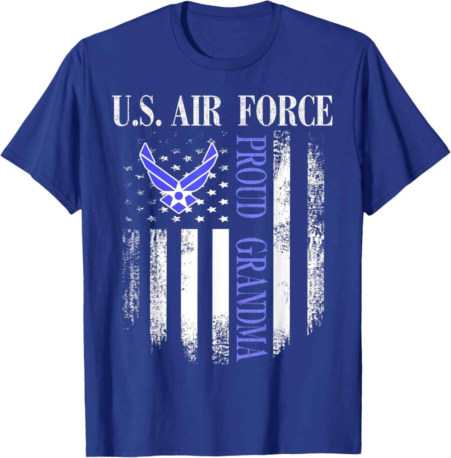 Vintage U.S. Air Force Proud Grandma With American Flag T-Shirt - T-Shirt | Royal