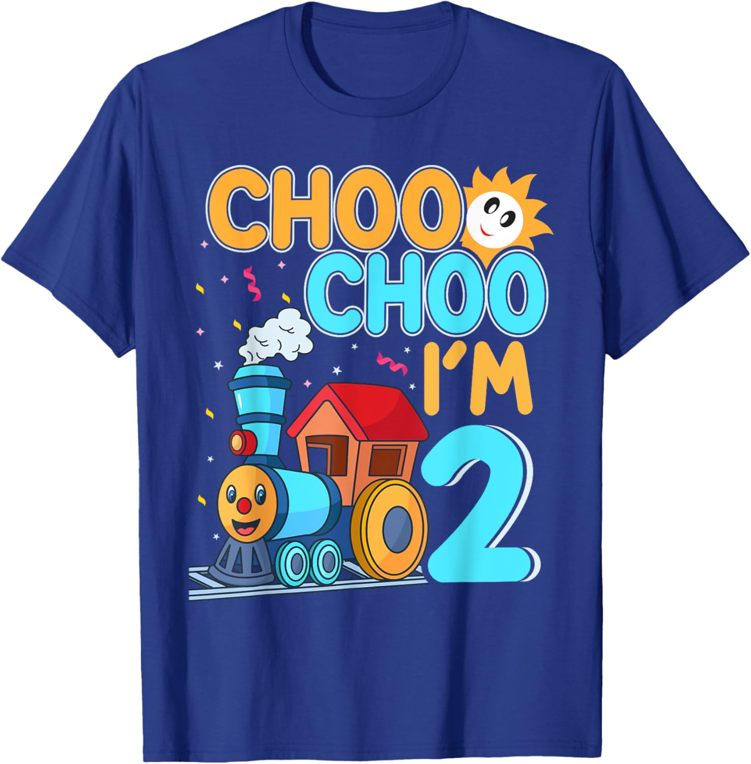 Kids Train Choo Choo I'm 2 Year Old Toddler 2nd Birthday T-Shirt - T-Shirt | Royal