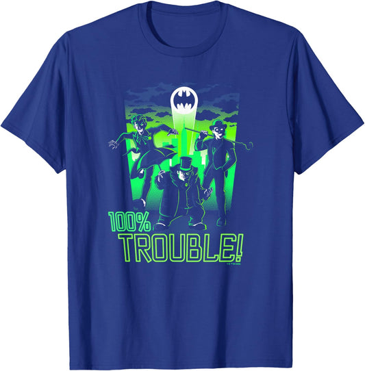 DC Comics Batman Villain Group 100% Trouble! T-Shirt - T-Shirt | Royal