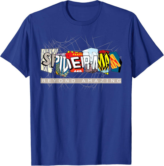 Marvel Spider-Man: Beyond Amazing Multi-Logo T-Shirt - T-Shirt | Royal