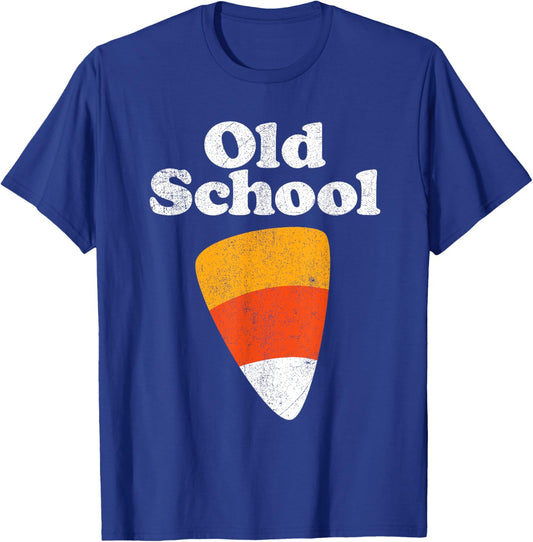 Old School Halloween Candy Corn Funny 70's 80's Costume T-Shirt - T-Shirt | Royal