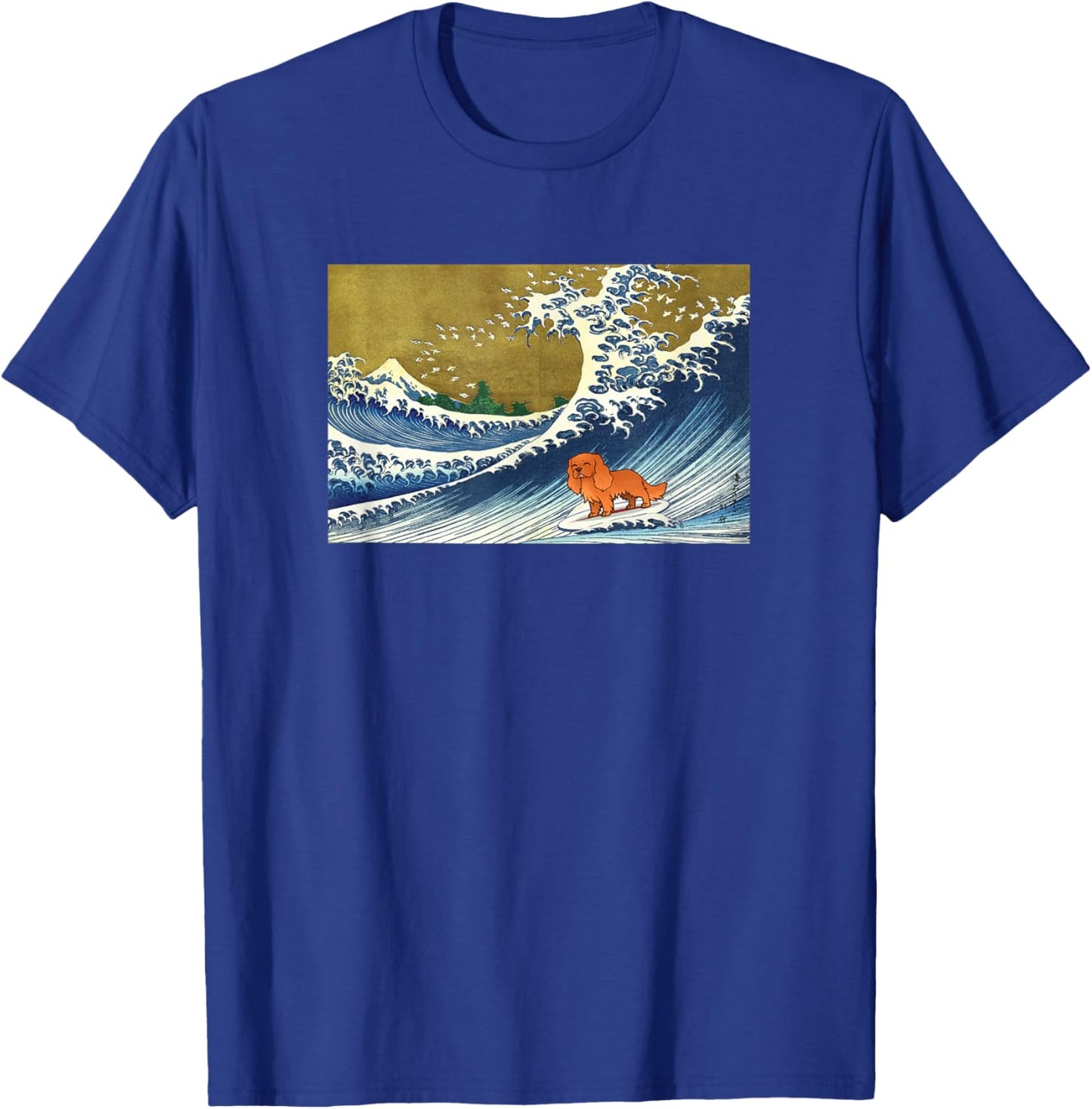 Retro Vintage Surfing Ruby Cavalier King Charles Dog Lover T-Shirt - T-Shirt | Royal
