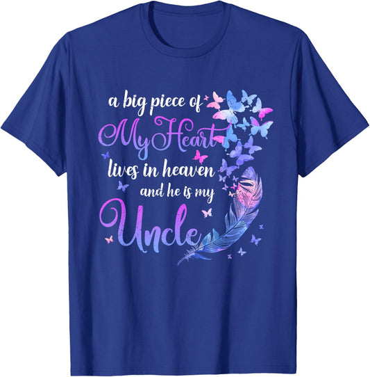 My Uncle Lives In Heaven Memorial Quotes Niece Nephew T-Shirt - T-Shirt | Royal