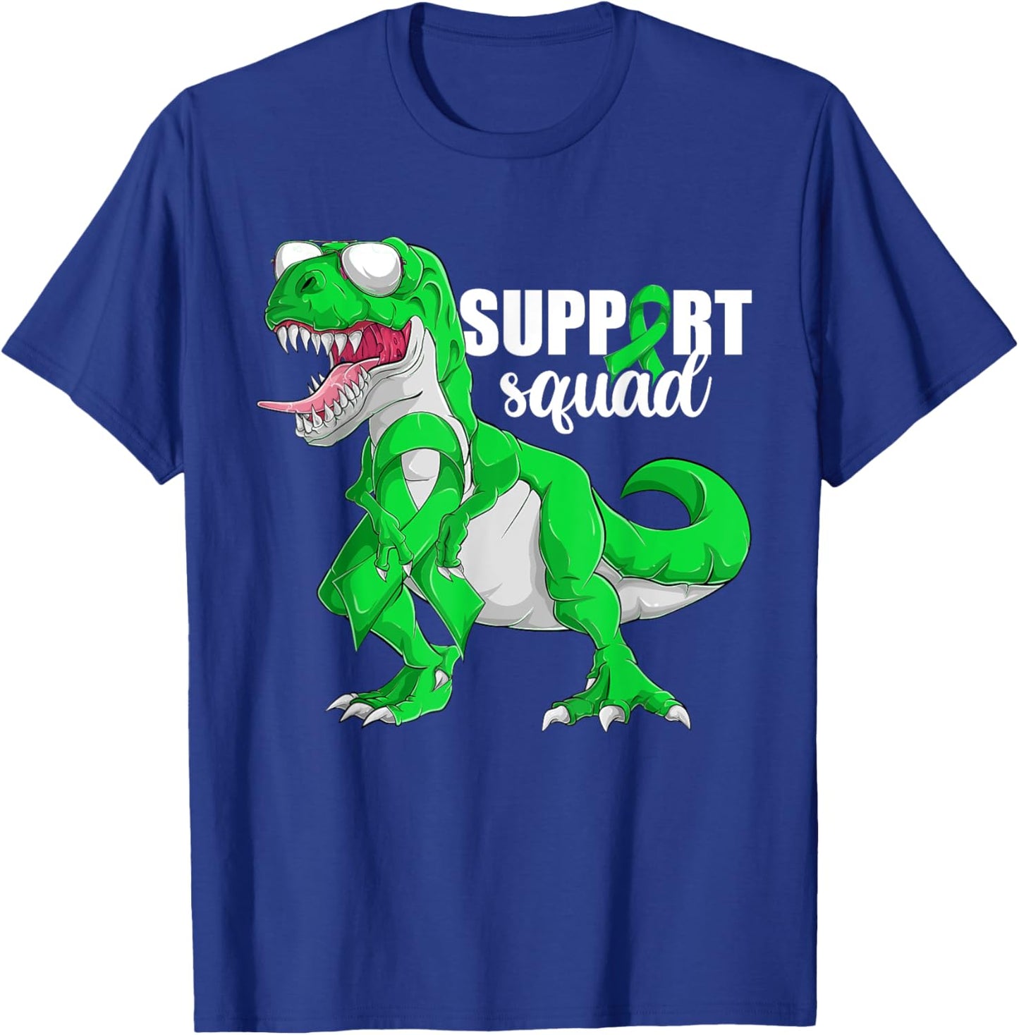 Trex Lymphoma Cancer Shirt, Boy Support Squad Green Dinosaur T-Shirt - T-Shirt | Royal