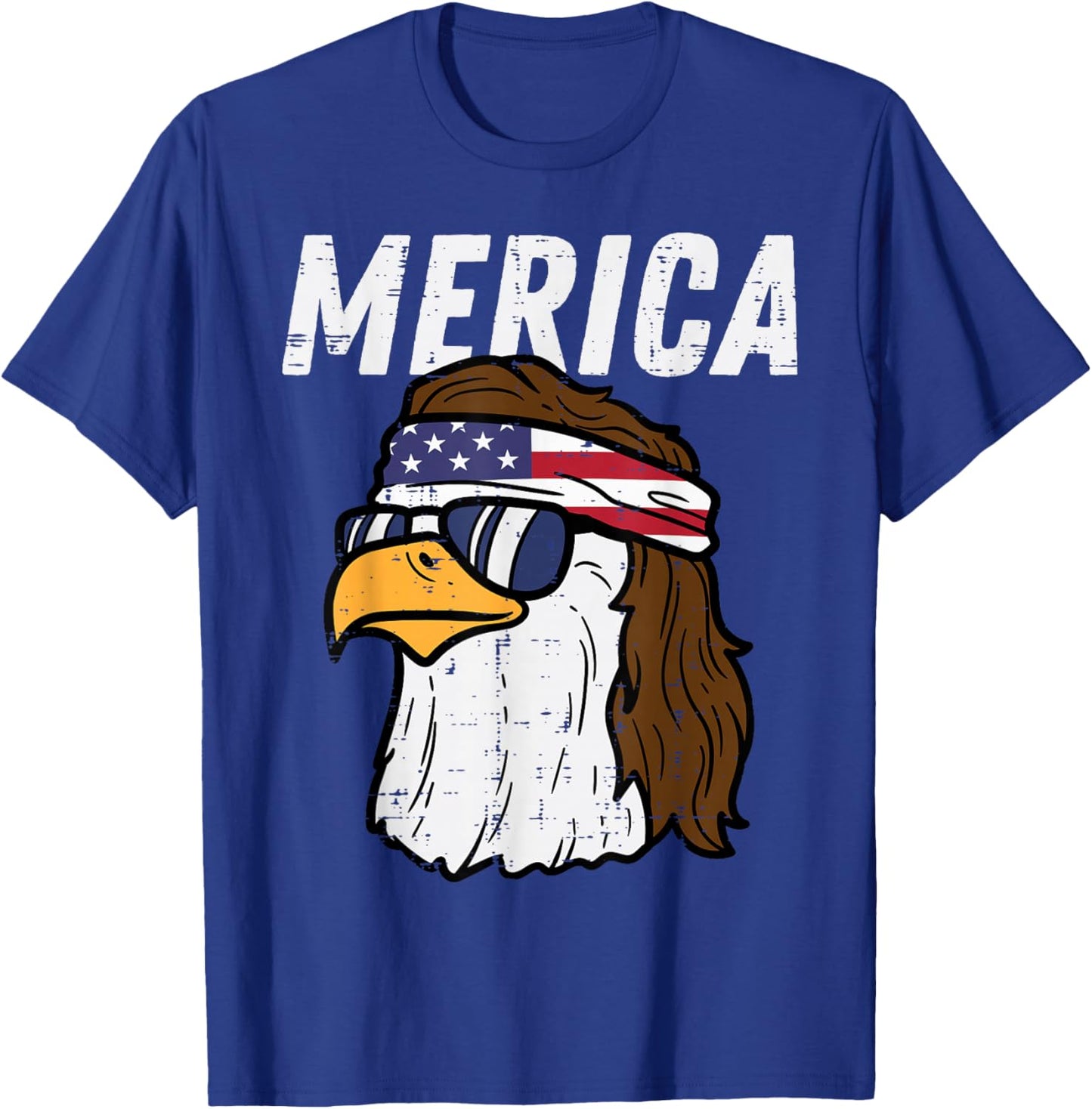 Merica Bald Eagle Mullet Sunglasses Fourth July 4th Patriot Women Kids Men T-Shirt - T-Shirt | Royal