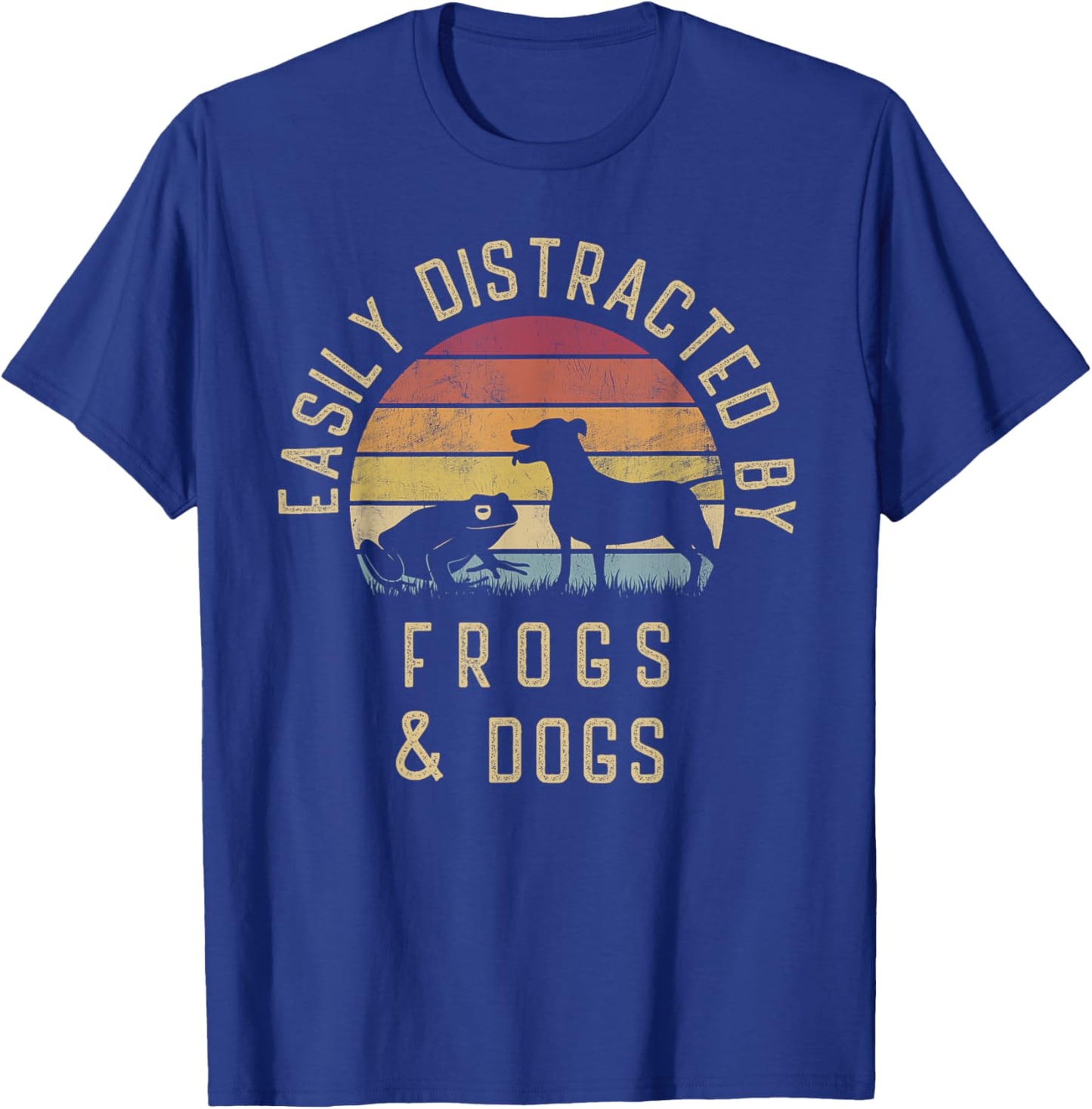 Easily distracted by Frogs and dogs I like heart Frog dog Men Women Girls Kids T-Shirt - T-Shirt | Royal