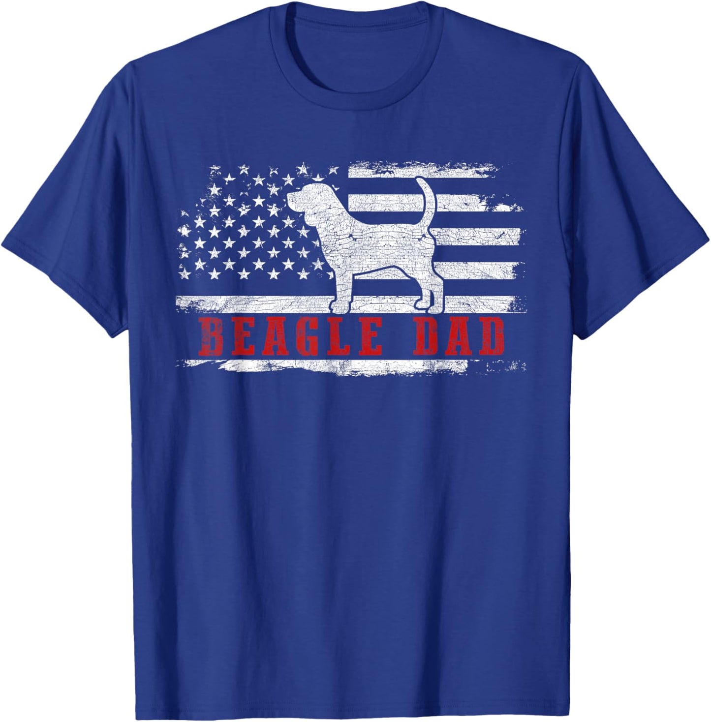 Beagle Dad Distressed American Flag Patriotic Dog T-Shirt - T-Shirt | Royal