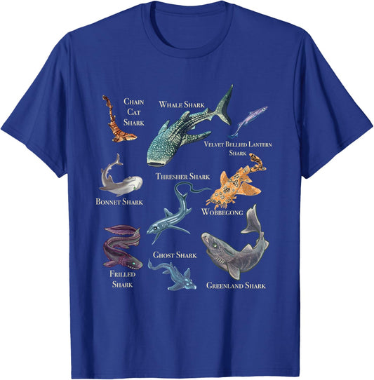 Shark Frenzy Fun Shark Collection T-Shirt - T-Shirt | Royal