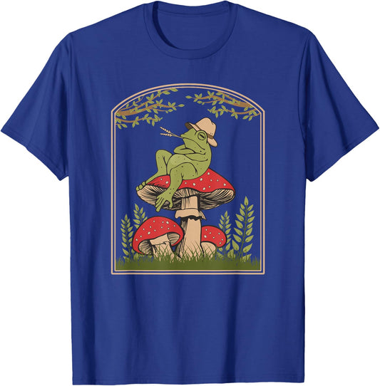 Cottagecore Aesthetic Frog Mushroom Forager Toad Men Women T-Shirt - T-Shirt | Royal