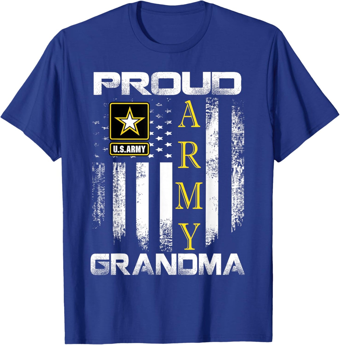 Vintage Proud Army Grandma with American Flag Gift T-Shirt - T-Shirt | Royal