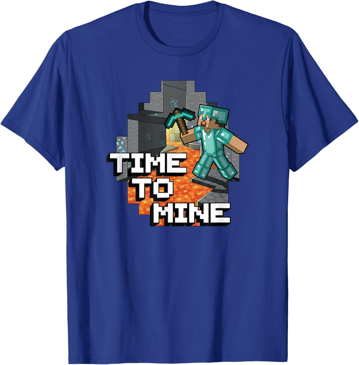 Minecraft Steve Time To Mine Poster T-Shirt - T-Shirt | Royal