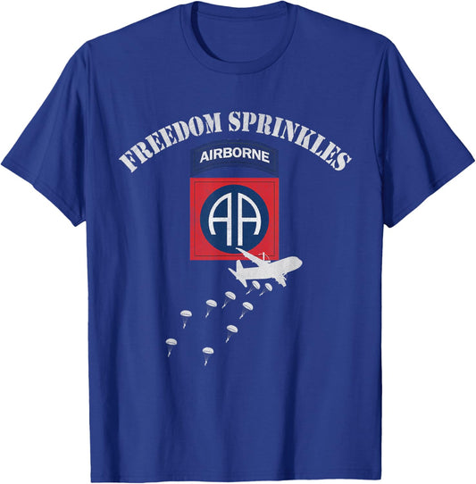 Proud U.S. 82nd Airborne Veterans Day Gifts 82nd Airborne Division Paratrooper Veteran Freedom Sprinkles Black 3X-Large -Adults Short Sleeve T-Shirt - T-Shirt | Royal