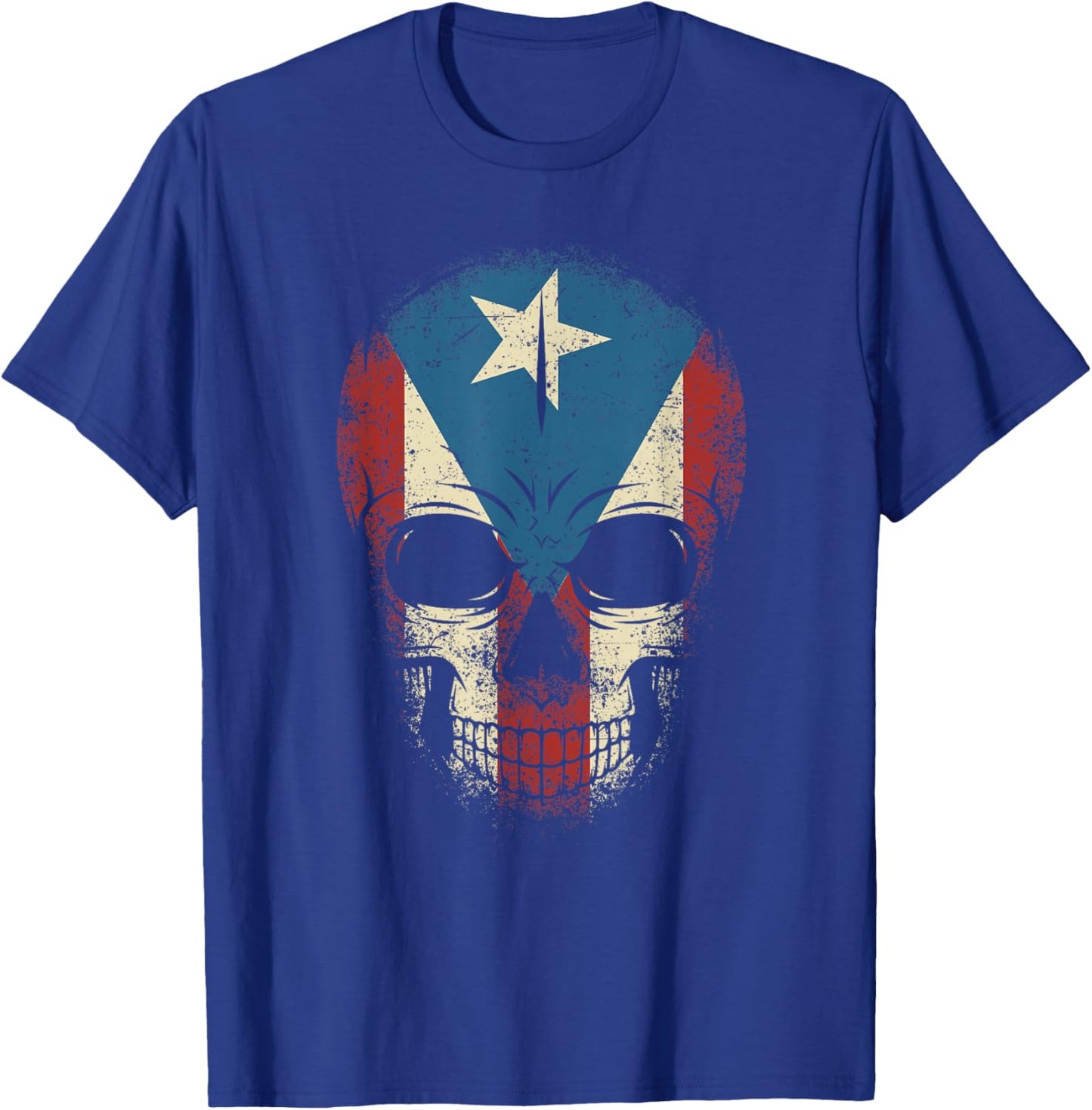 Puerto Rico Skull Shirt Men Boy Papi Pride Puerto Rican Flag T-Shirt - T-Shirt | Royal
