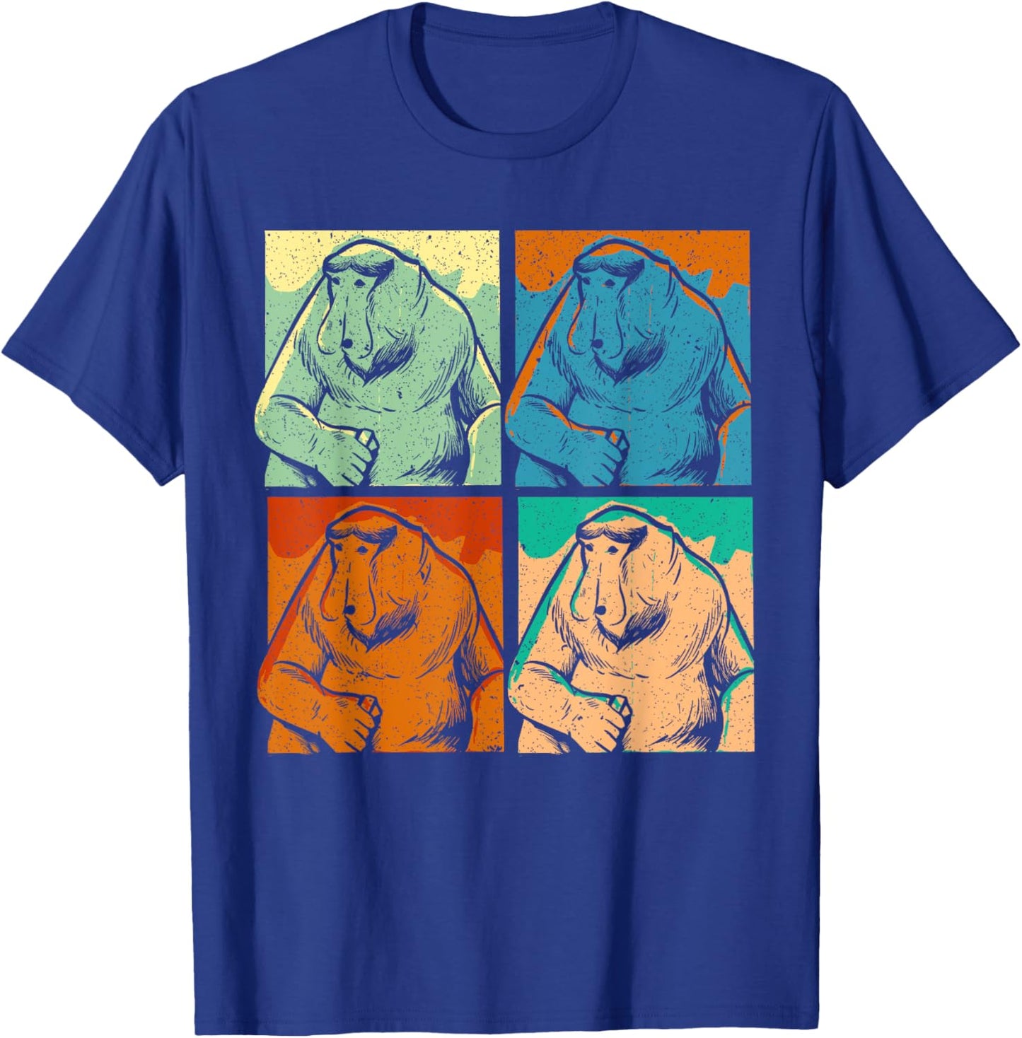Retro Proboscis Monkey Ape Wildlife Zookeeper T-Shirt - T-Shirt | Royal