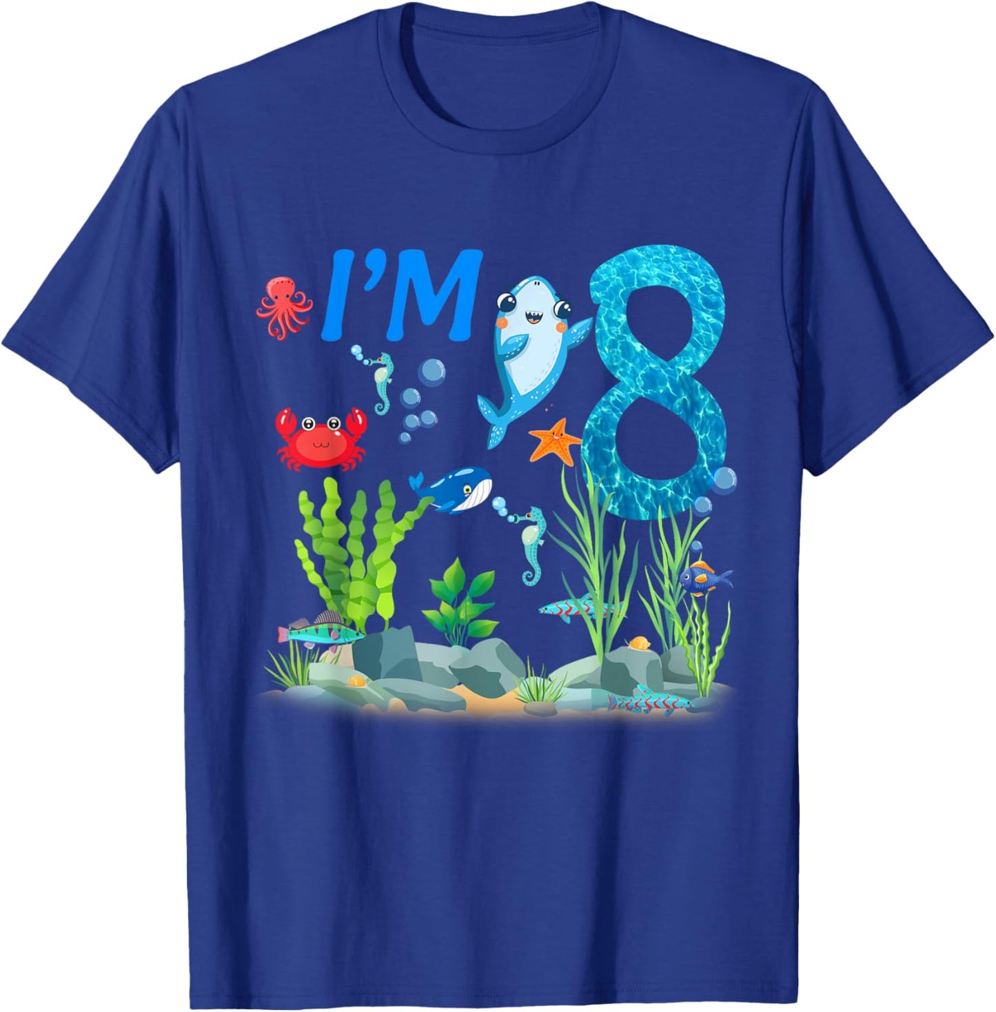 8 Year Old Ocean themed birthday Under the sea 8th birthday T-Shirt - T-Shirt | Royal