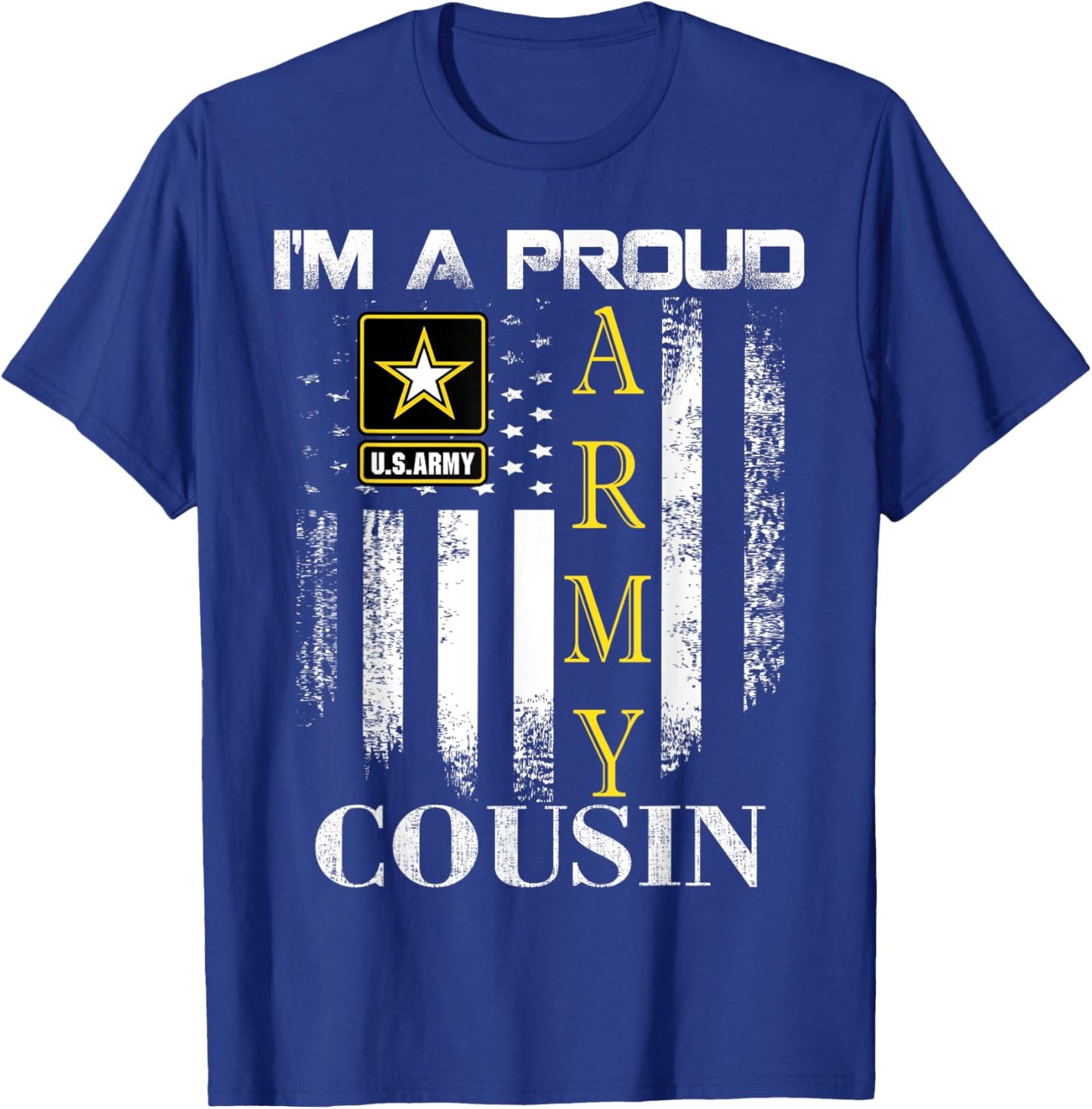 Vintage I'm A Proud Army Cousin With American Flag Gift T-Shirt - T-Shirt | Royal