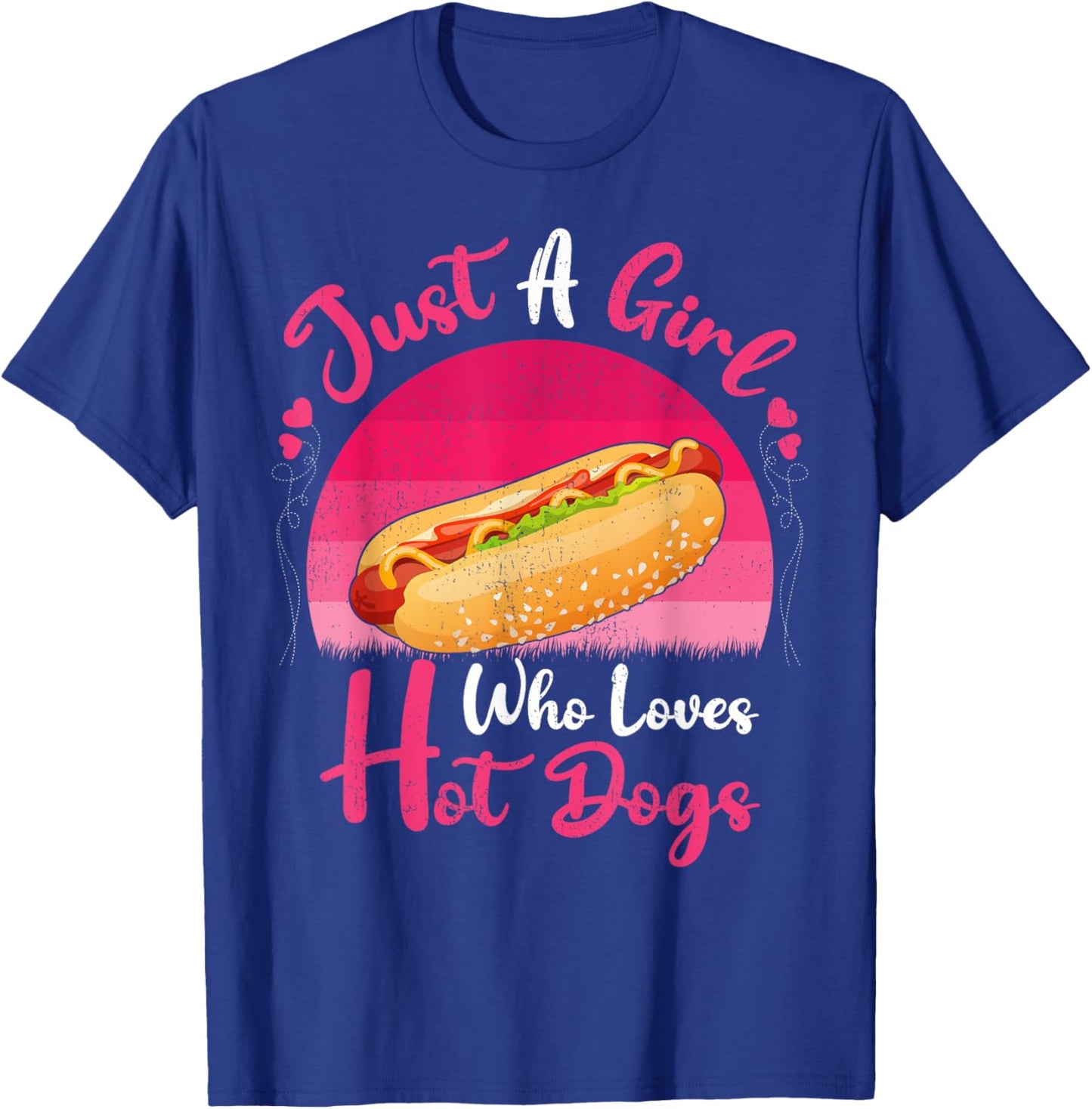 Vintage Hot Dog Food Lover Just A Girl Who Loves Hot Dogs T-Shirt - T-Shirt | Royal