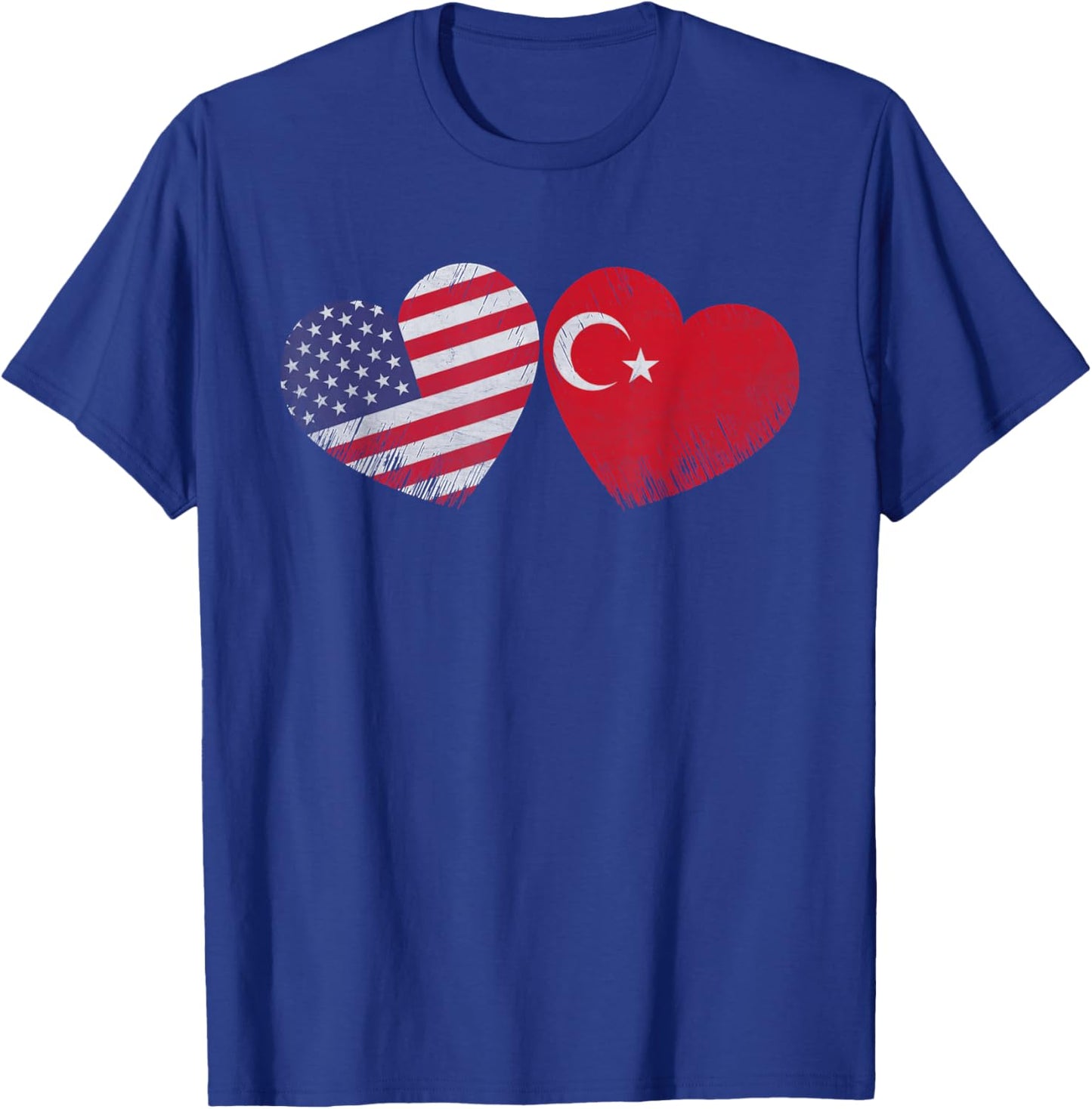 Heart Turkish American Flag Patriotic Family Heritage T-Shirt - T-Shirt | Royal