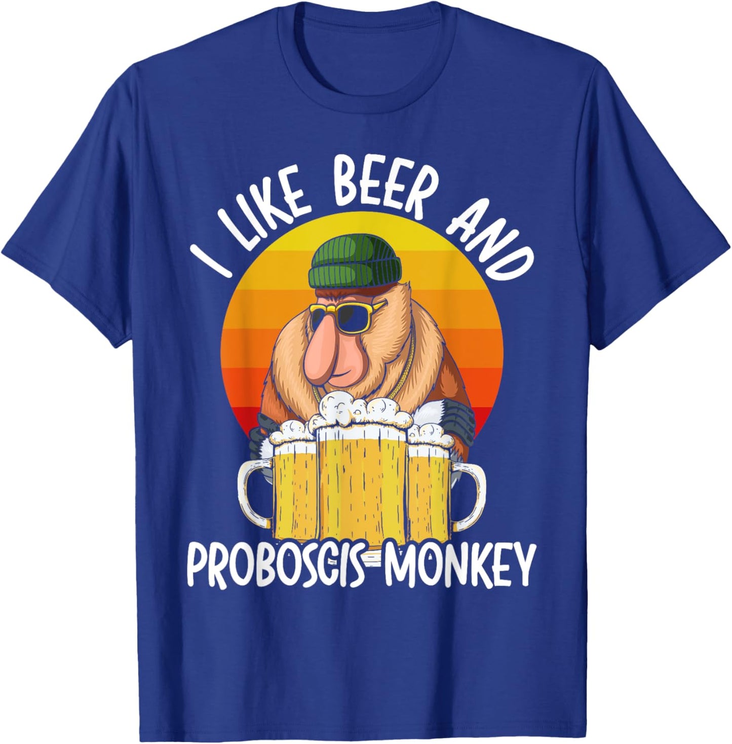 I Like Beer And Proboscis Monkey Wildlife Animal Zookeeper T-Shirt - T-Shirt | Royal